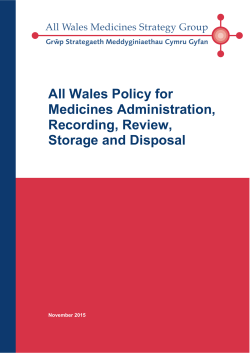 All Wales Policy for Medicines Administration, Recording, Review
