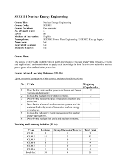 SEE4111 Nuclear Energy Engineering