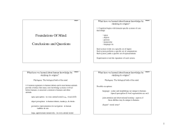 Foundations Of Mind: Conclusions and Questions