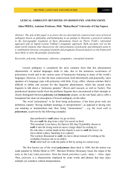 1047 LEXICAL AMBIGUITY REVISITED: ON HOMONYMY AND