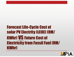 Forecast Life-Cycle Cost of solar PV Electrity (LCOE) (RM/ KWhr) VS