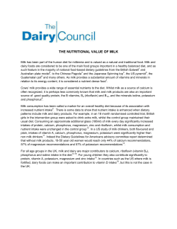 THE NUTRITIONAL VALUE OF MILK