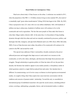 Rural Politics in Contemporary China