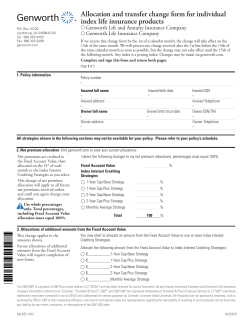 Allocation and transfer change form for individual index life