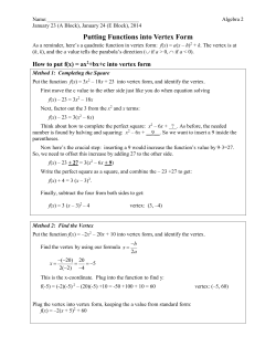 Putting Functions into Vertex Form