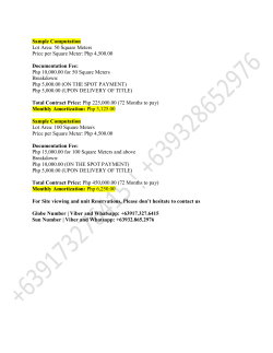 Sample Computation Lot Area: 50 Square Meters Price per Square