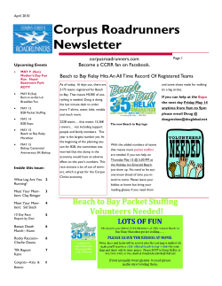 Corpus Roadrunners Newsletter