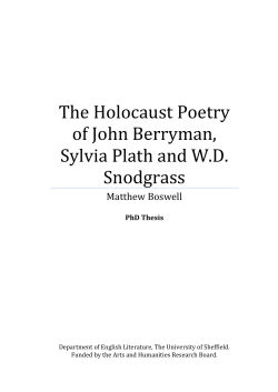 The Holocaust Poetry of John Berryman, Sylvia Plath and W.D.