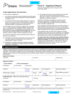Form 2 - Applicant Report - Pursuant to the Mandatory Blood Testing