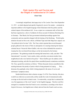 Fight Against War and Fascism and the Origins of