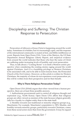 Discipleship and Suffering: The Christian Response to Persecution