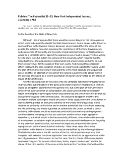 Publius: The Federalist 32&ndash;33, New York Independent Journal, 2