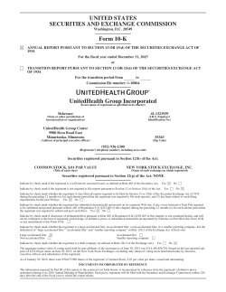 UnitedHealth Group 2015 Form 10-K
