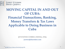 MOVING CAPITAL IN AND OUT OF CUBA: Financial