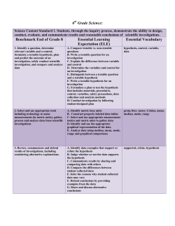 6 Grade Science: Benchmark End of Grade 8 Essential Learning