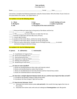Tides and Rocks Knowledge Quiz 5 Name