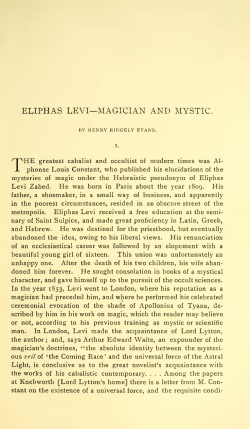 Eliphas Levi-Magician and Mystic.