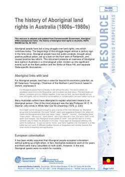 The history of Aboriginal land rights in Australia (1800s