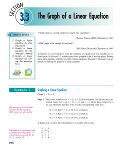 3.3 The Graph of a Linear Equation