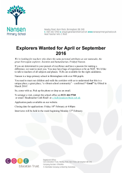 Explorers Wanted for April or September 2016