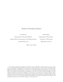 Medieval Matching Markets - Social Science Computing Cooperative