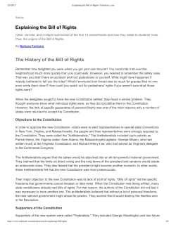 Explaining the Bill of Rights The History of the Bill of Rights
