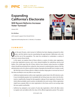 Expanding California`s Electorate: Will Recent Reforms Increase