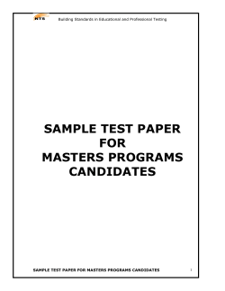 SAMPLE TEST PAPER FOR MASTERS PROGRAMS CANDIDATES