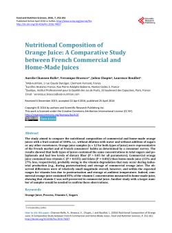 Nutritional Composition of Orange Juice: A Comparative Study