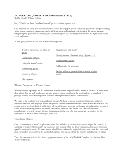 INTEGRATING QUOTES INTO A PAPER (MLA STYLE) By Dr