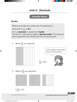 Unit 6 : Decimals