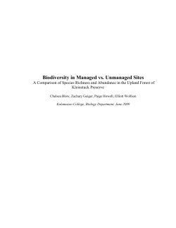 Biodiversity in Managed vs - Western Michigan University