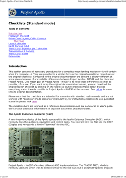 Project Apollo - Checklists (Standard) - Project Apollo