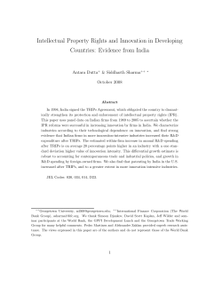 Intellectual Property Rights and Innovation in Developing Countries