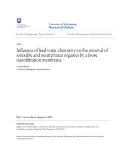 Influence of feed water chemistry on the removal