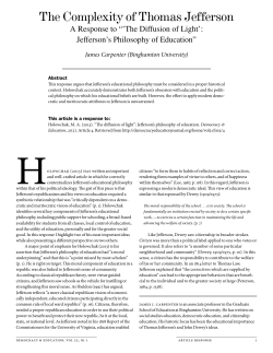The Complexity of Thomas Jefferson. A Response to "`The Diffusion