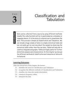Classification and Tabulation