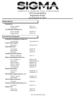 2013 Annual Meeting Registration Roster as of August 16, 2013