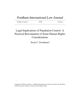 Legal Implications of Population Control: A Practical