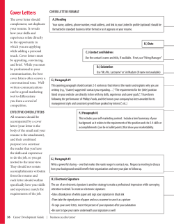 Cover Letters COVER LETTER FORMAT
