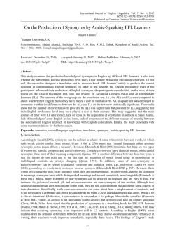 On the Production of Synonyms by Arabic