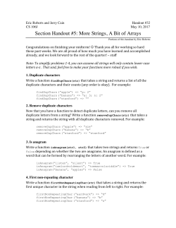 Section Handout #5: More Strings, A Bit of Arrays