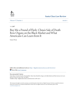 Buy Me a Pound of Flesh: China`s Sale of Death Row Organs on the