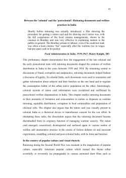 Between the `colonial` and the `postcolonial`: Rationing documents