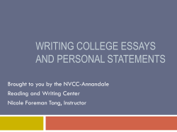 Writing College Essays and Personal Statements