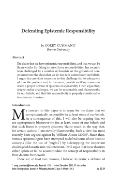 Defending Epistemic Responsibility