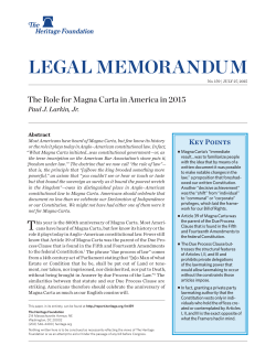 The Role for Magna Carta in America in 2015