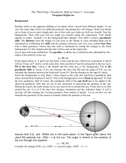The Third Step: Parallactic Shift of Venus I : Concepts
