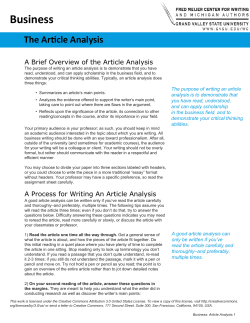 Article Analysis