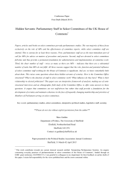 Hidden Servants: Parliamentary Staff in Select